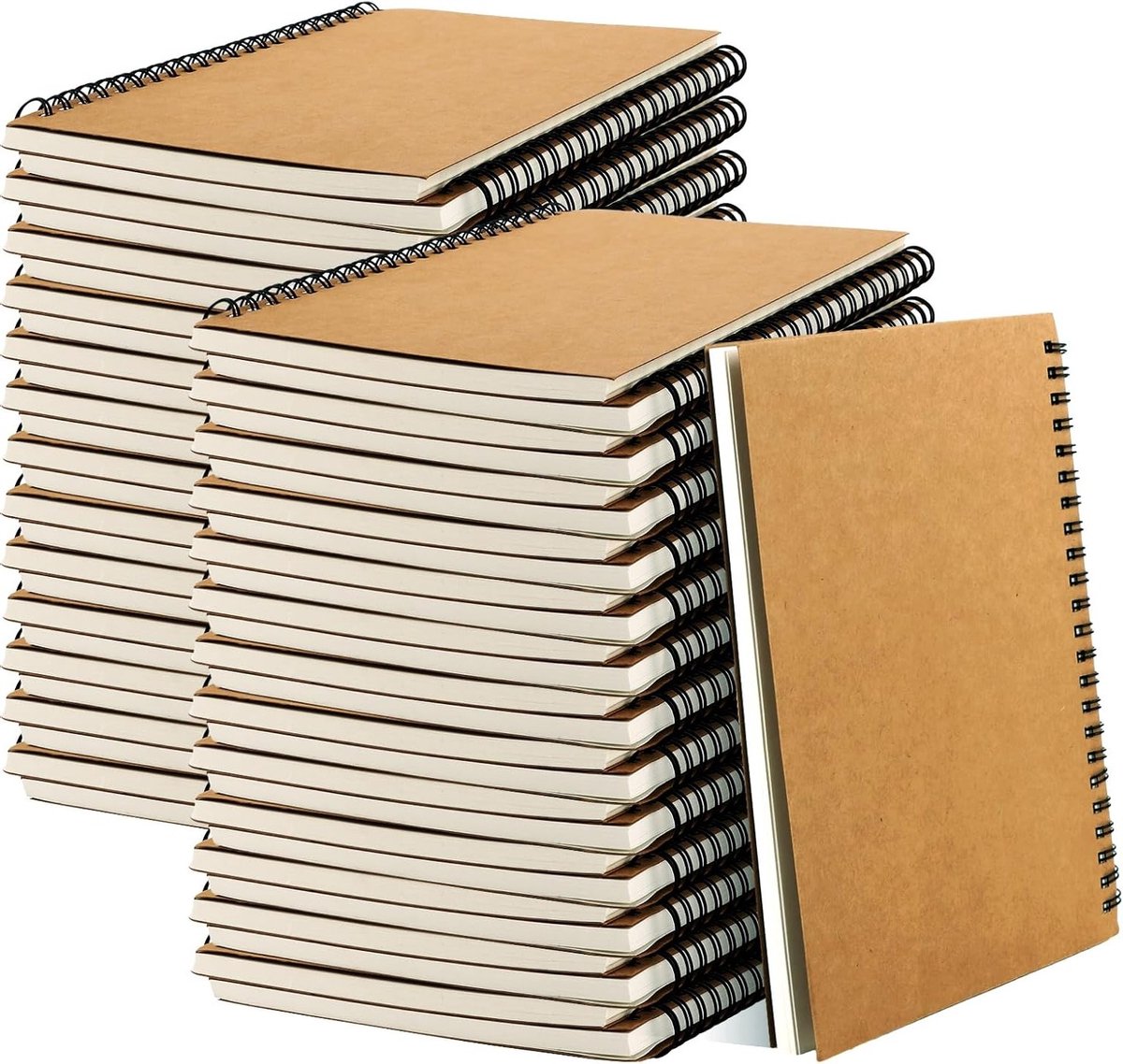 Notitieboekjes Set van 24 Stuks, A5 Gelijnd, Spiralen, 60 Bladen per Boek, Ideaal voor School en Dagboekgebruik