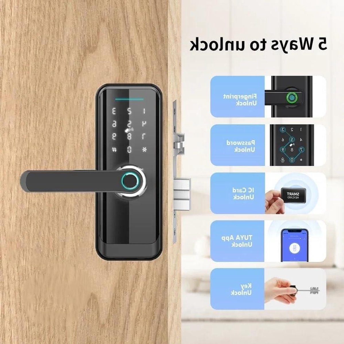 Slim Slot - Intelligente Deur - Huis Beveiligen - Vingerafdruk Toegang - 180 x 22 cm - Metaal