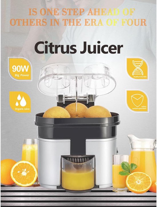 Elektrische Citruspers - Sapcentrifuge Vruchten - Vers Sap Maken - Automatische Scheiding - 22 cm - Zilver — afbeelding 5