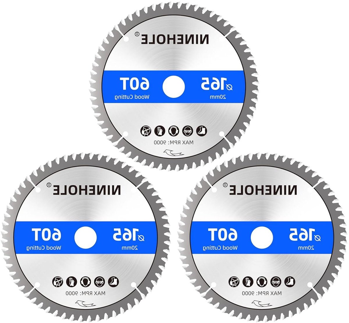 Cirkelzaagbladen Set - Metaalhardhout Zaag - Precisie Zagen - Duurzaam Carbide - 165mm 60T - Grijs