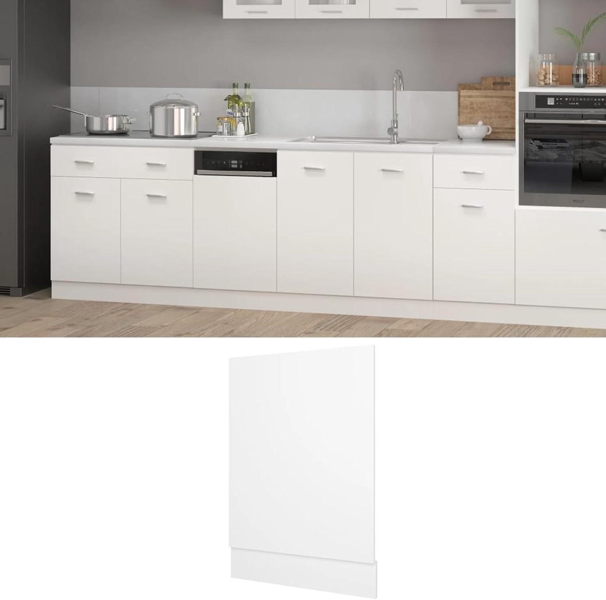 Vaatwasserpaneel Keukenfront Keuken Integratie Duurzaam Hout 45 x 67 cm Wit