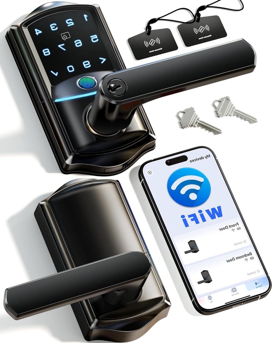 Slim Hefboomslot - Digitaal Deurslot - Slimme Toegang - Ingebouwde Wifi - 291 ponden - Mat Zwart