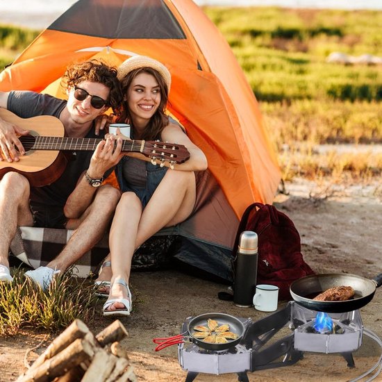 Campingkooktoestel met twee branders, draagbaar campingkooktoestel, twee-pits kooktoestel voor camping, winddicht, high-performance camping-picknick-oven voor buiten voor de jacht — afbeelding 3