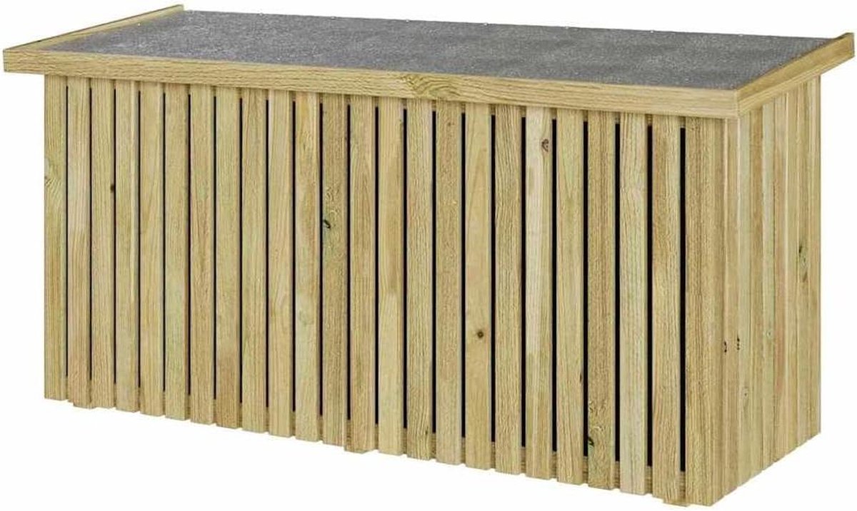 Tuinopbergdoos - Opbergkist Buiten - Tuinspullen Opbergen - Weerbestendig Grenenhout - 119 x 44 x 58 cm - Naturel