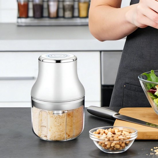 Mini Keukenmachine - Elektrische Hakker - Voedselbereiding - Draadloos en Compact - 250 ml - Wit van MINI — afbeelding 4
