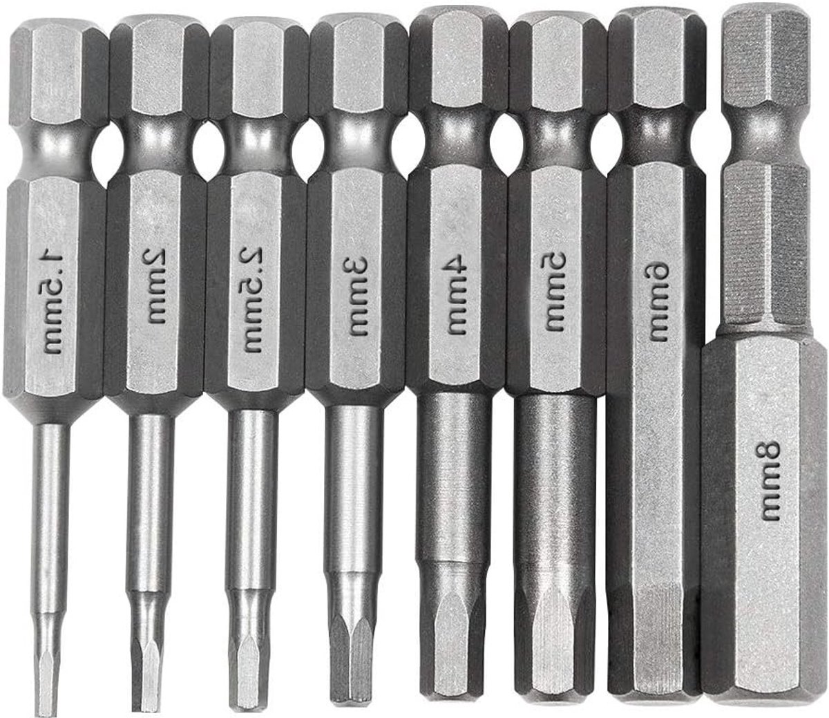 Set van 8 Magnetische Schroefbits van Staal met 1/4 Inch Hex Shank voor Elektrisch Gereedschap en Reparaties