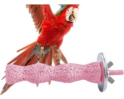 Vogelkooi Zitstok - Parkieten Kooi Speelstok - Pootverzorging Vogels - Natuurlijk Slijtvlak - 12 cm - Roze