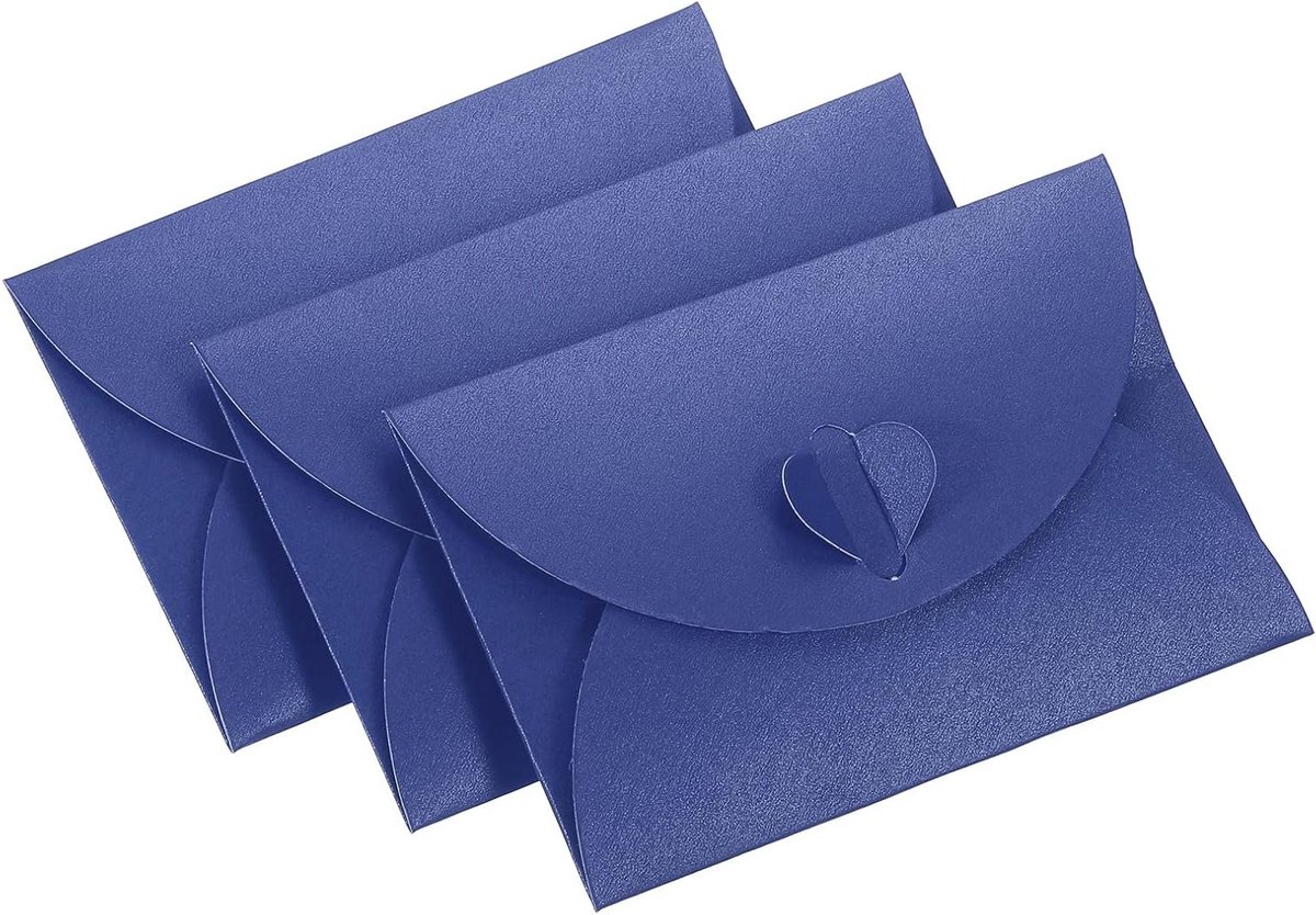 24 Mini Envelopes met Hartvormige Sluiting | Kleine Cadeaukaart Houder voor Trouwen, Feestjes en Boetieks (Donkerblauw)