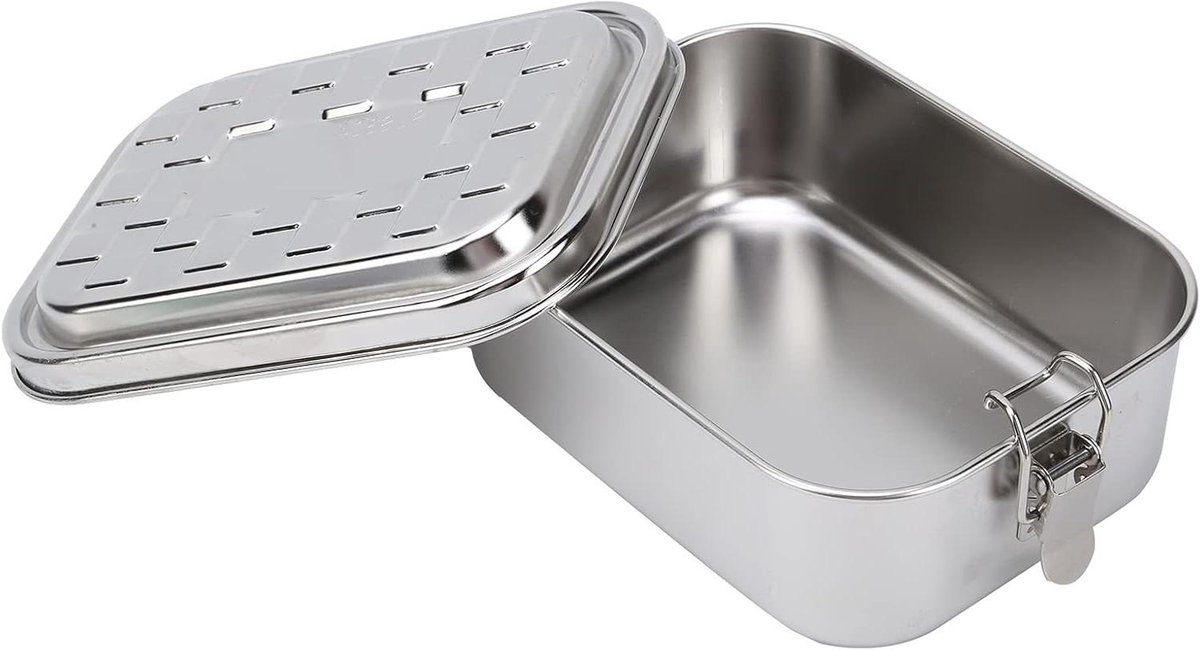 Roestvrijstalen Lunchbox - Bento Box - Maaltijden Meenemen - Dubbele Afdichting - 800ML - Zilver