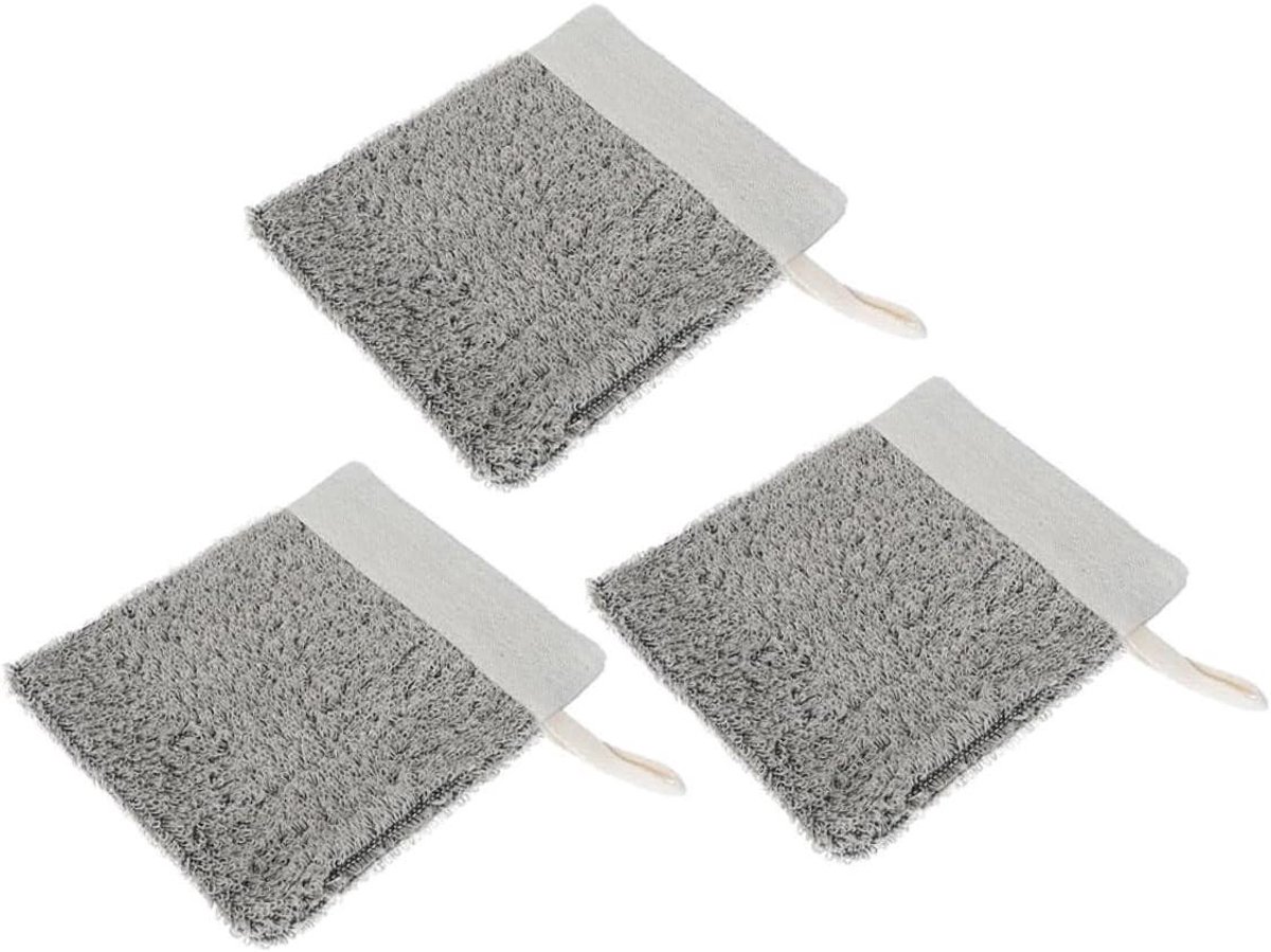 Zeepzakjes Sisal - Linnen Zakjes - Huid Reinigen - Maakt Rijk Schuim - 3 Stuks - Grijs