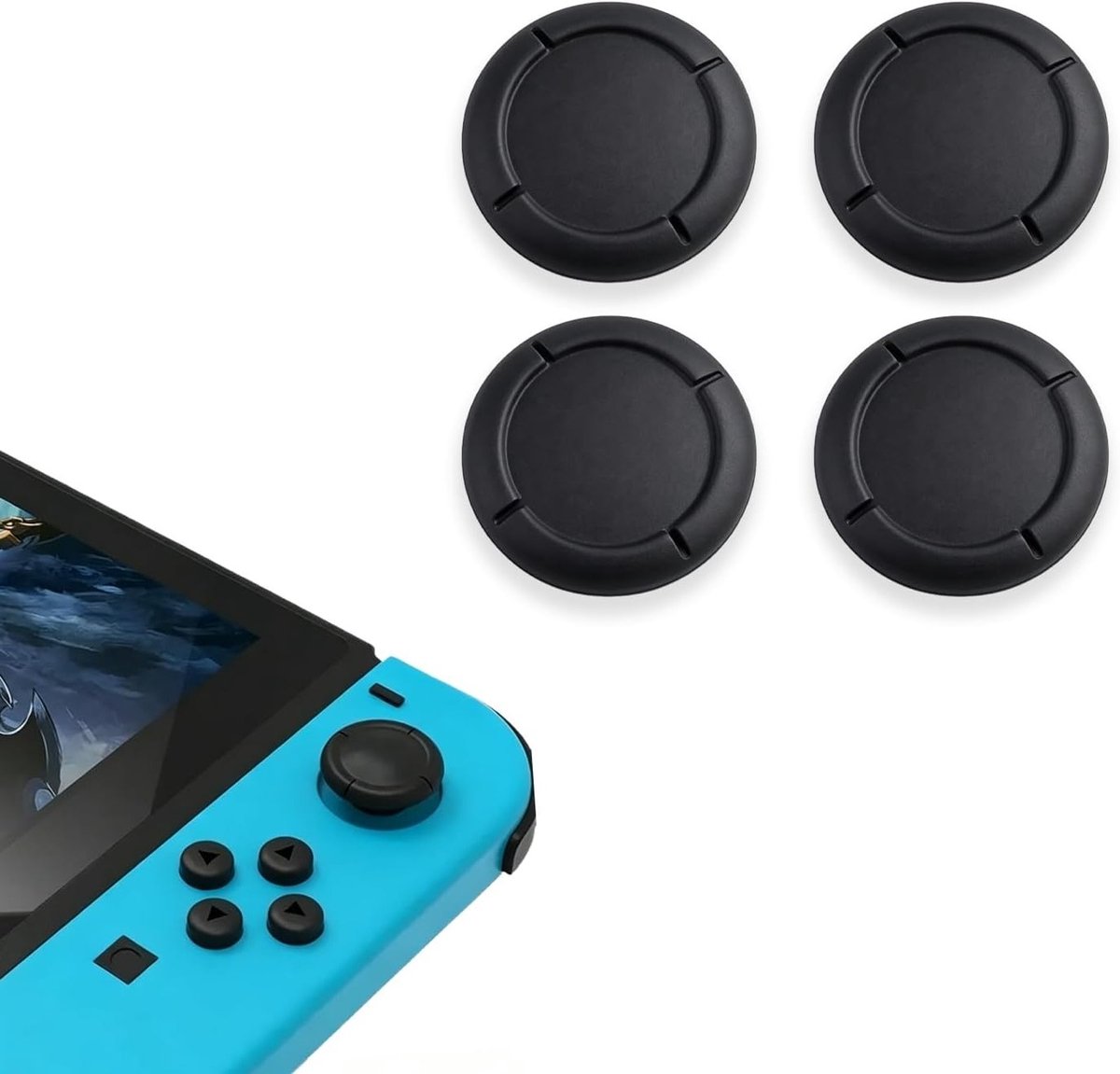 Vervangende knopdoppen voor Switch Joycon - Siliconen duimstokken beschermhoezen voor optimale grip en comfort, zwart (4 stuks)