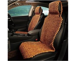 Autostoelhoes Houten Kralen - Zitkussen Auto - Comfortabel Zitten - Ademend Massage Effect - Universele Pasvorm - Houtkleur