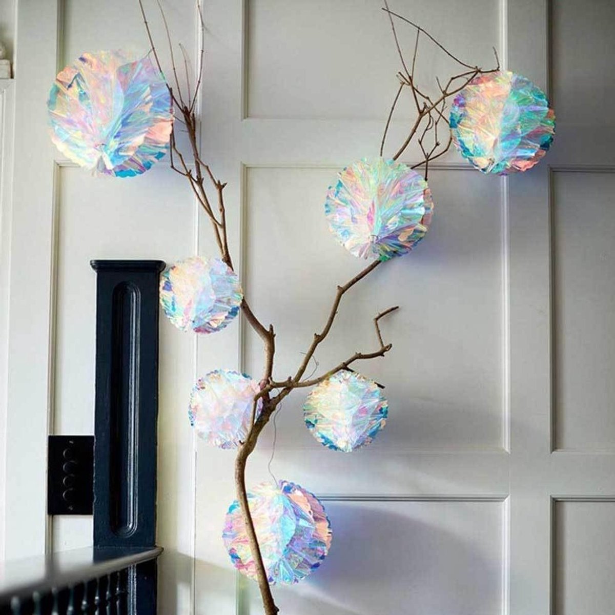 3-delige Kerstdecoratie Set met Honingraatballen, Kleurige Folie, Papieren Fans en Pompoms voor Feestdagen, Verjaardagen en Bruiloften - 15 cm Versiering voor Thuis
