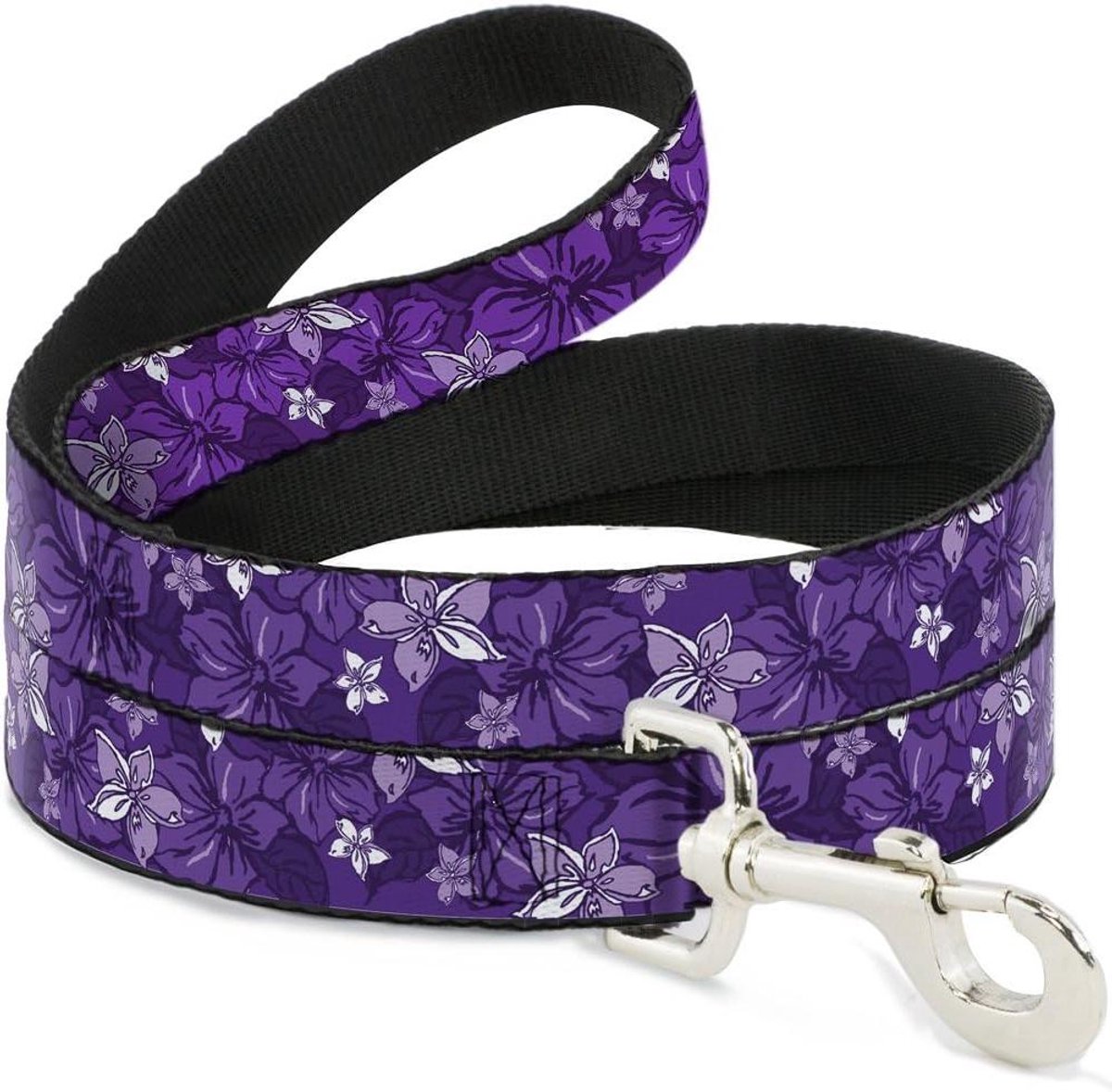 Hondenriem Hibiscus - Hondenlijn - Hond Uitlaten - Duurzame Polyester - 6 voet lang 1 inch breed - Paars Multi