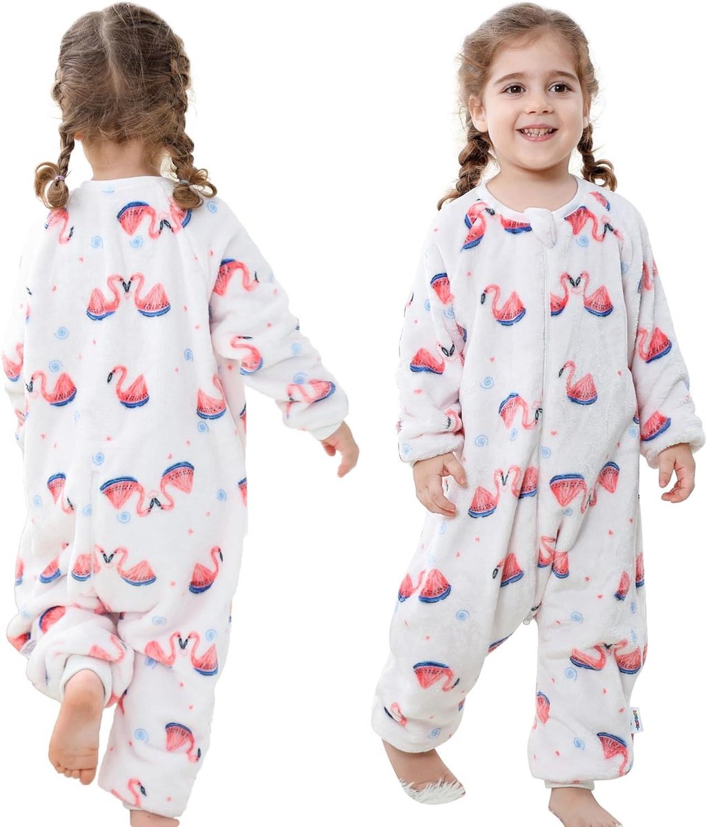 Slaapzak met voeten - Trappelzak baby - Warm houden - Gedeelde voeten - 25 TOG - Flamingo