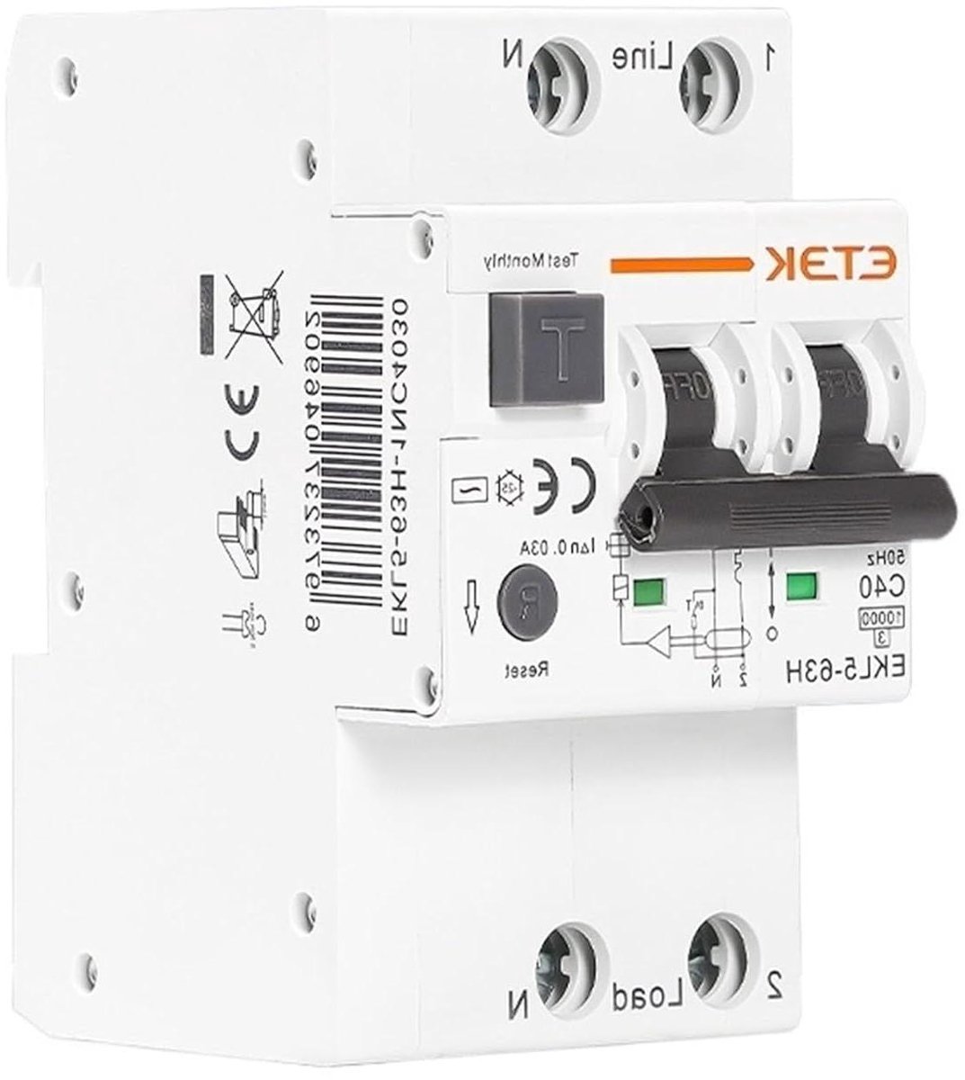Automatische zekering - Aardlekschakelaar RCBO - Elektrische veiligheid - Overstroom bescherming - 30mA 4P - Grijs