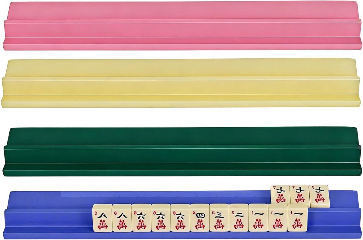 Houten rekken - Tegelhouder organizer - Spel spelen - Snelle tegeltoegang - 4-delige set - Kleurrijk
