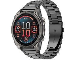 Bandz Premium Stalen bandje geschikt voor Garmin Fenix 8 - 43mm / Fenix 7s (Pro - Solar - Sapphire Solar) / Fenix 6s (Pro - Sapphire) / Fenix 5s (Plus - Sapphire) / Epix Pro (Gen 2) 42mm / Instinct 2s - E / Descent Mk2s - Mk3 -43mm (Zwart)