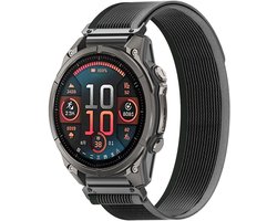 Strap-it Premium Nylon 'Trail' loop bandje geschikt voor Garmin Fenix 8 (Pro-E-47mm) - Fenix 7 (Solar-Pro) - 6 (Solar-Pro) - Fenix 5 (Plus) / Forerunner 970 - 965 - 955 - 945 - 935 - 745 / Epix Gen 2 - Pro 47mm (Zwart/Groen)