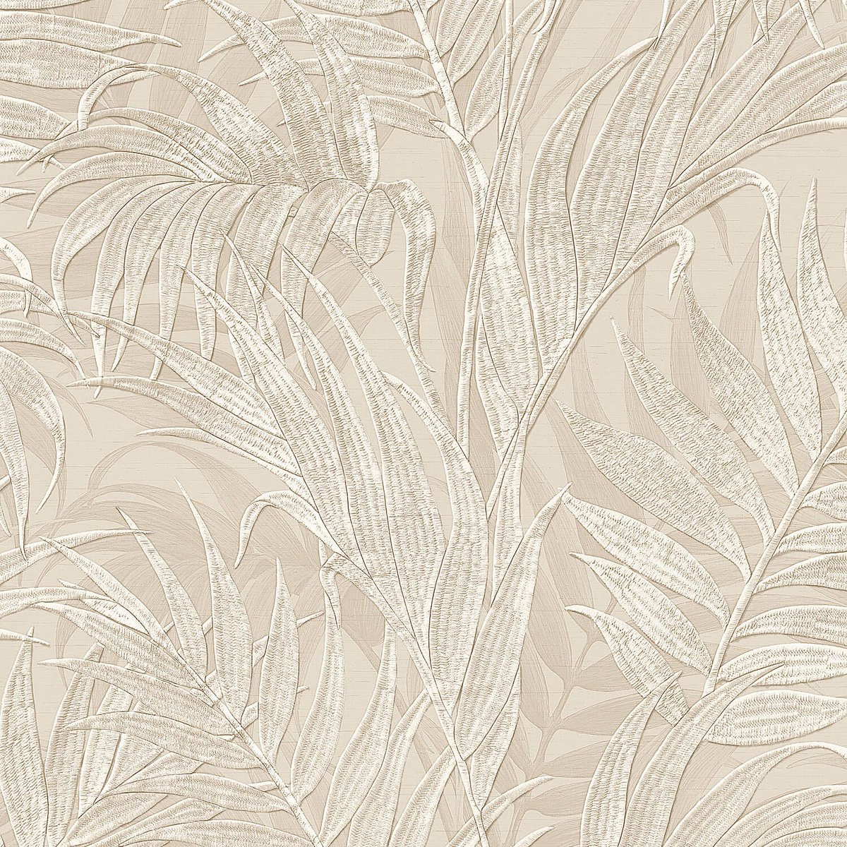 Natuur behang Profhome GR322102-DI vliesbehang hardvinyl warmdruk in reliëf gestempeld met bloemmotief glinsterend crème parelmoer-grijs zijdegrijs 5,33 m2