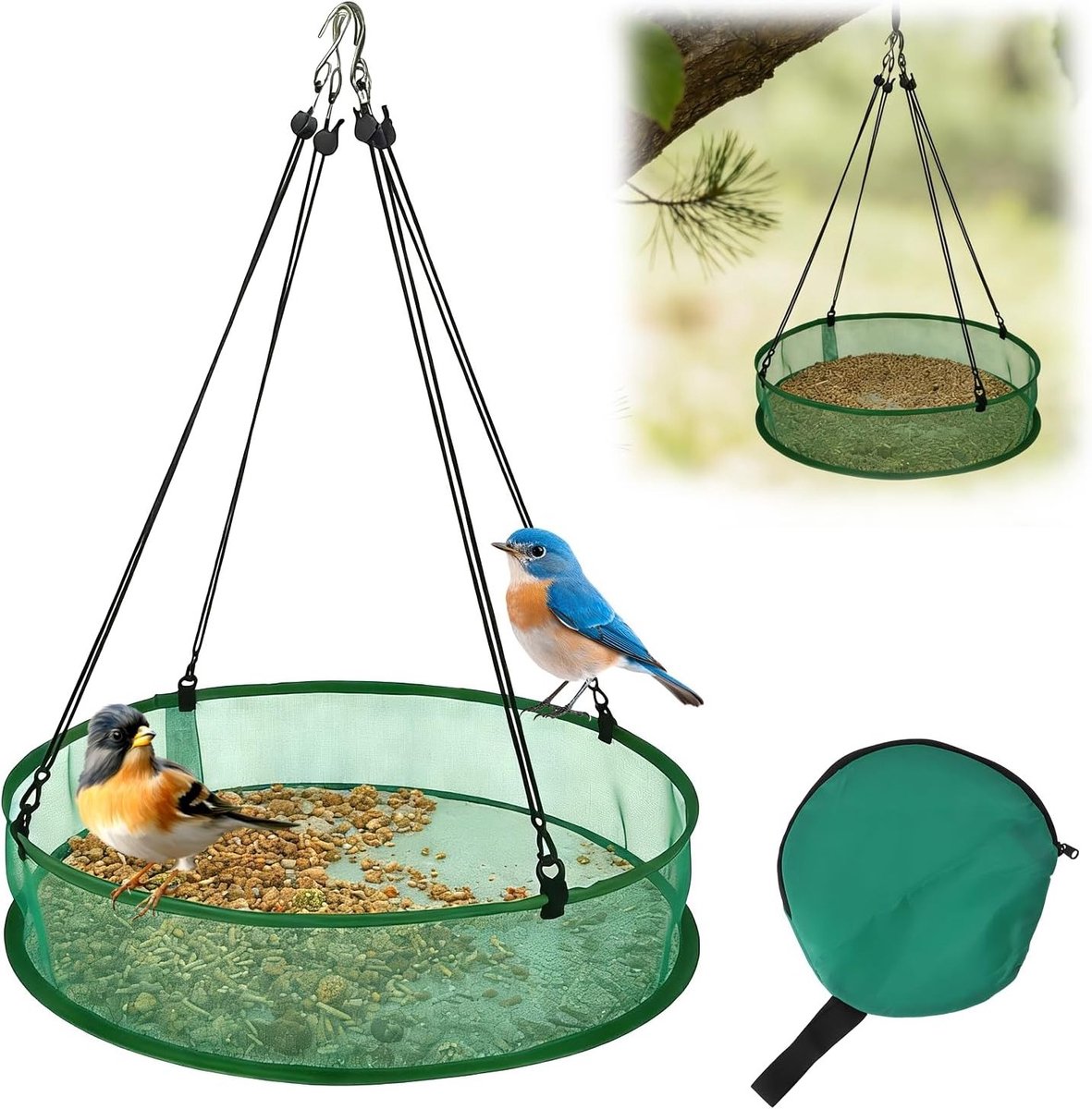 Weerbestendige vogelvoederhuis voor buiten, grote hangvoederdispenser van glasvezel, ideaal voor tuin en balkon, 20 inch, stabiele voeding voor wilde vogels