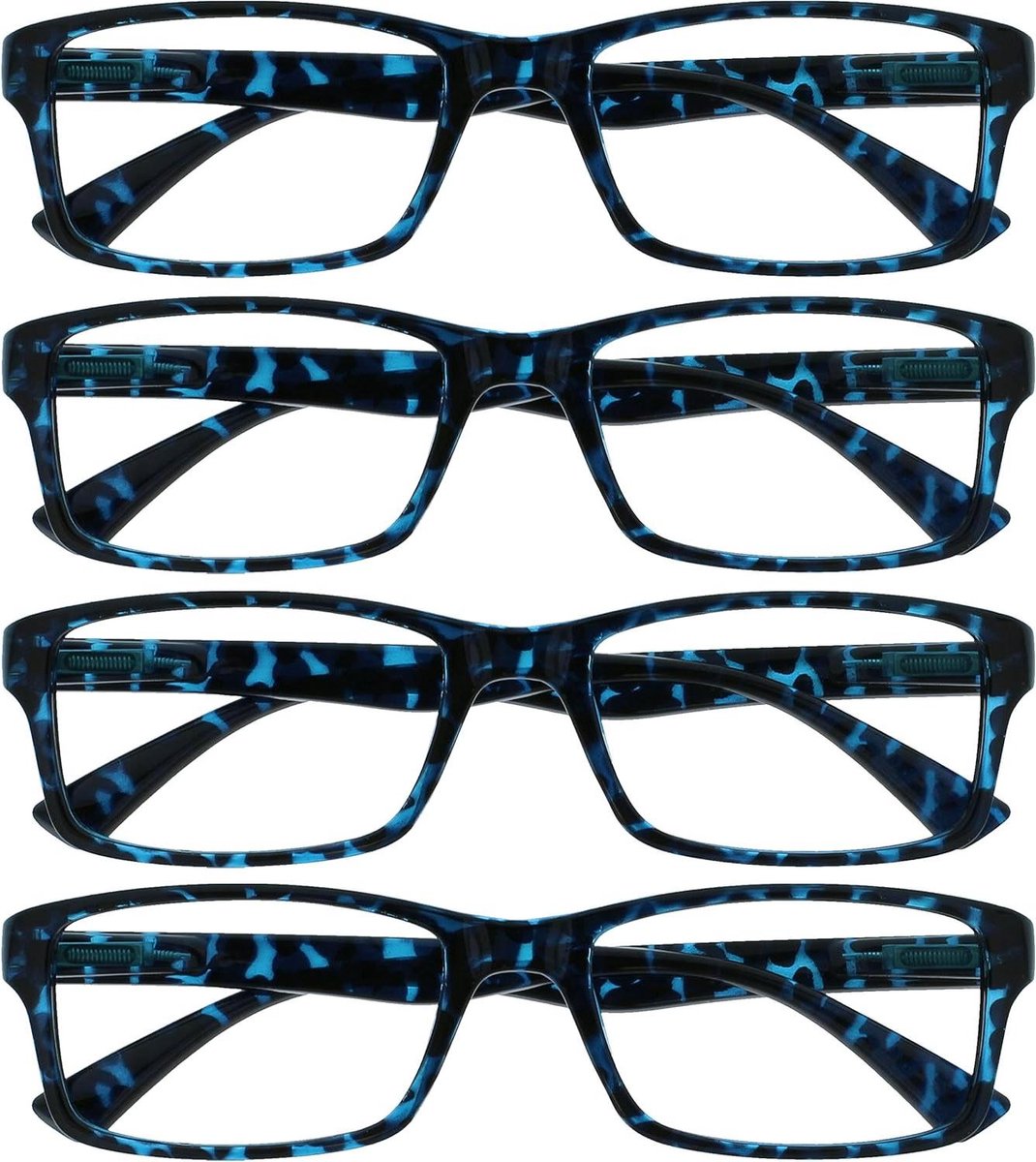 Leesbrillen Set - Lezers Brillenglazen - Comfortabel Lezen - Vier Stuks Waarde - +1.50 Sterkte - Blauw Schildpad