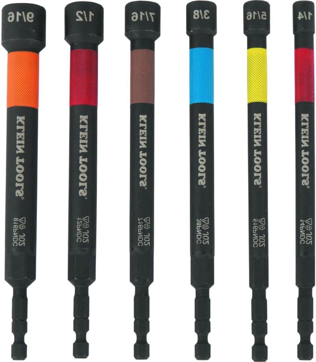 Slagmoersetterset - Moerdraaier Bits - Klussen en Monteren - Kleurgecodeerd en Magnetisch - 6 SAE Maten - Multicolor