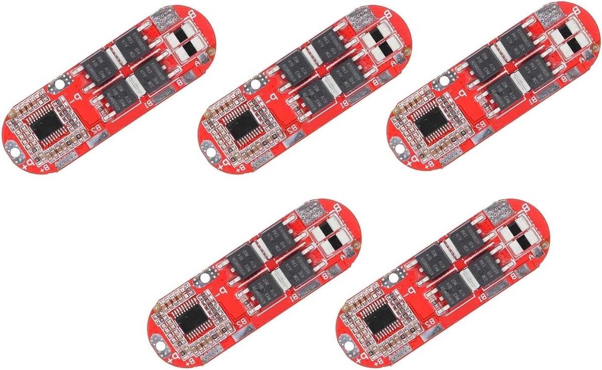 Batterij Beschermingsbord - Laad BMS - Accu Beheer - 5S 25A - 5 Stuks - Rood