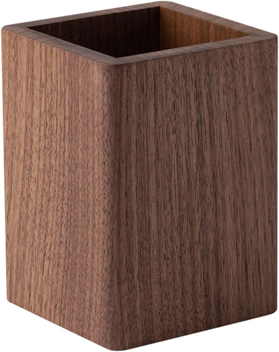 Houten Pennenhouder voor Bureau, Perfect voor Kantoor, Stationery en Make-up Penselen, Donkerbruin Design