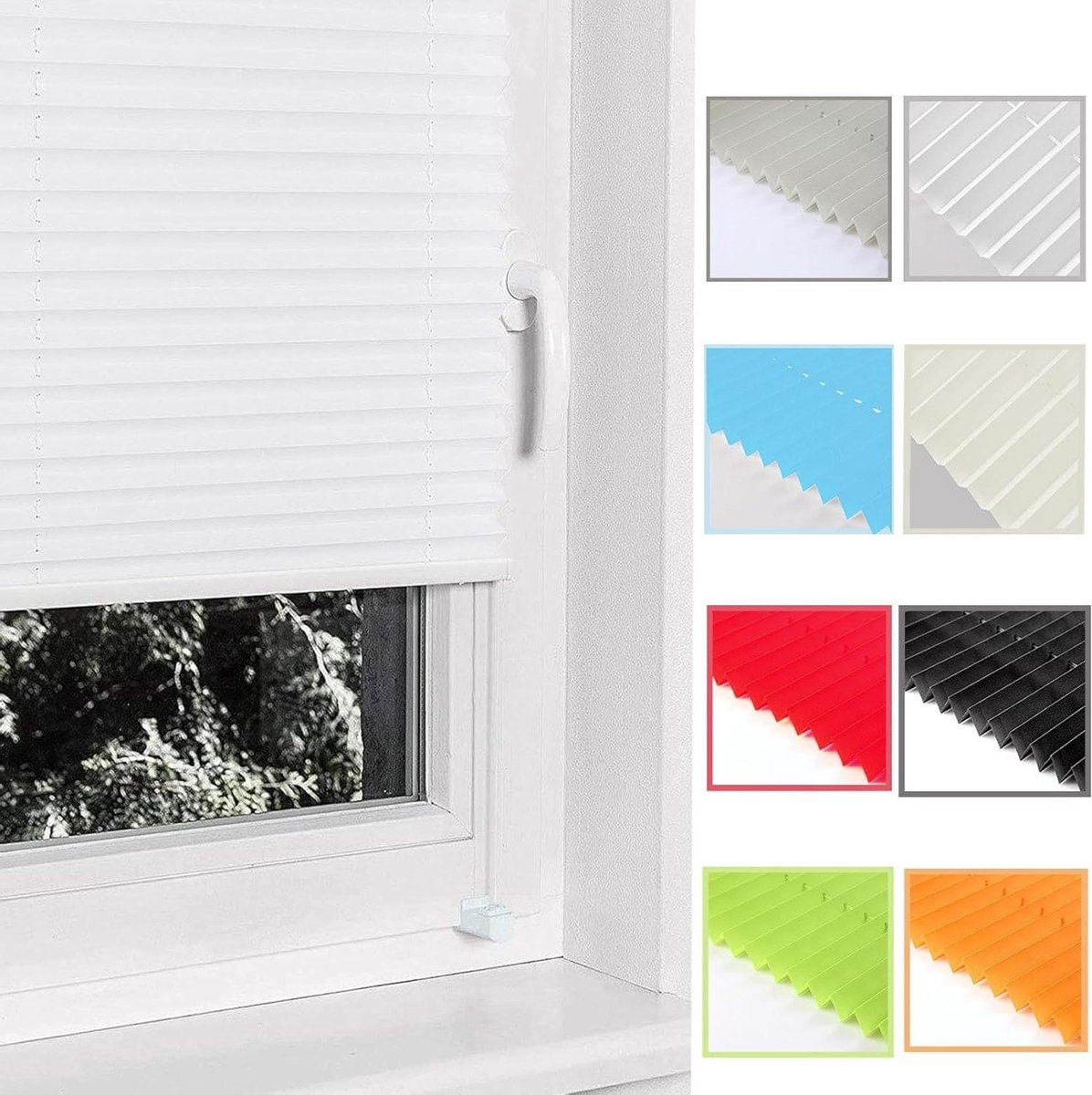 Geplooide jaloezieën - Raambekleding - Privacy creëren - Montage zonder boren - 20x90 cm -