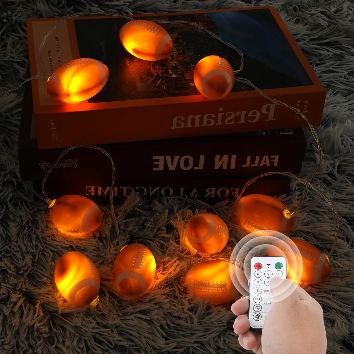 Decoratieve Voetbal Sfeerverlichting met 10 LED's, 2m Lange Batterij Aangedreven Lichten voor Binnen en Buiten, Ideaal voor Sportthema Feesten en Evenementen