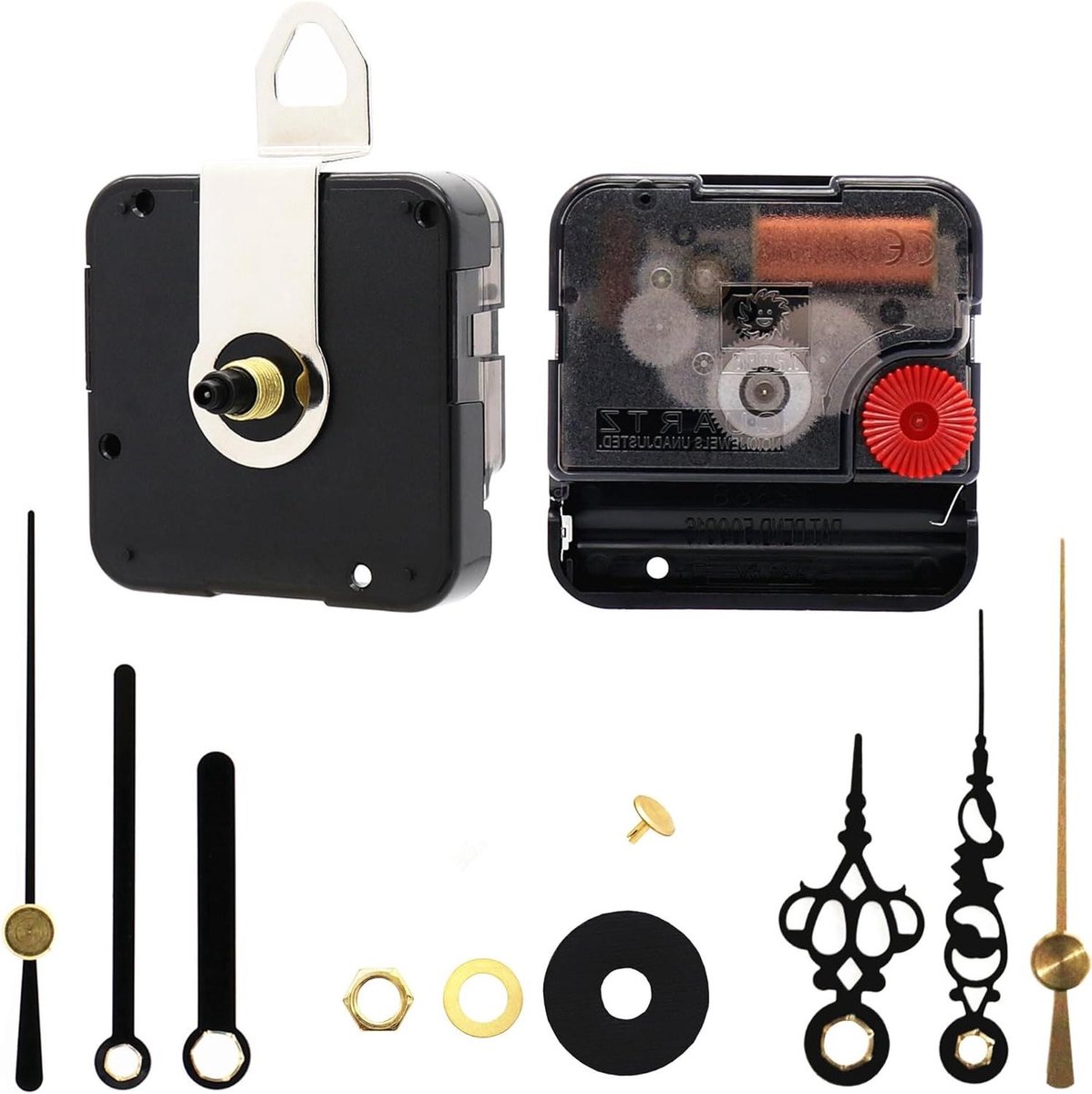 Klok Beweging - Uurwerk Set - Klok Maken - Stille Loop - 7 mm Schacht - Zwart