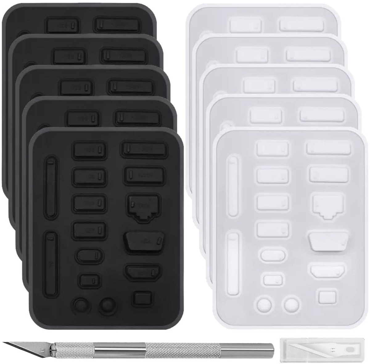 SPHProducts - Rubber Dust Plug Set - 10-delige set - Bescherming voor Laptops en Smartphones - Inclusief Craft Knife - Voorkomt stof en vuil - Handig e...