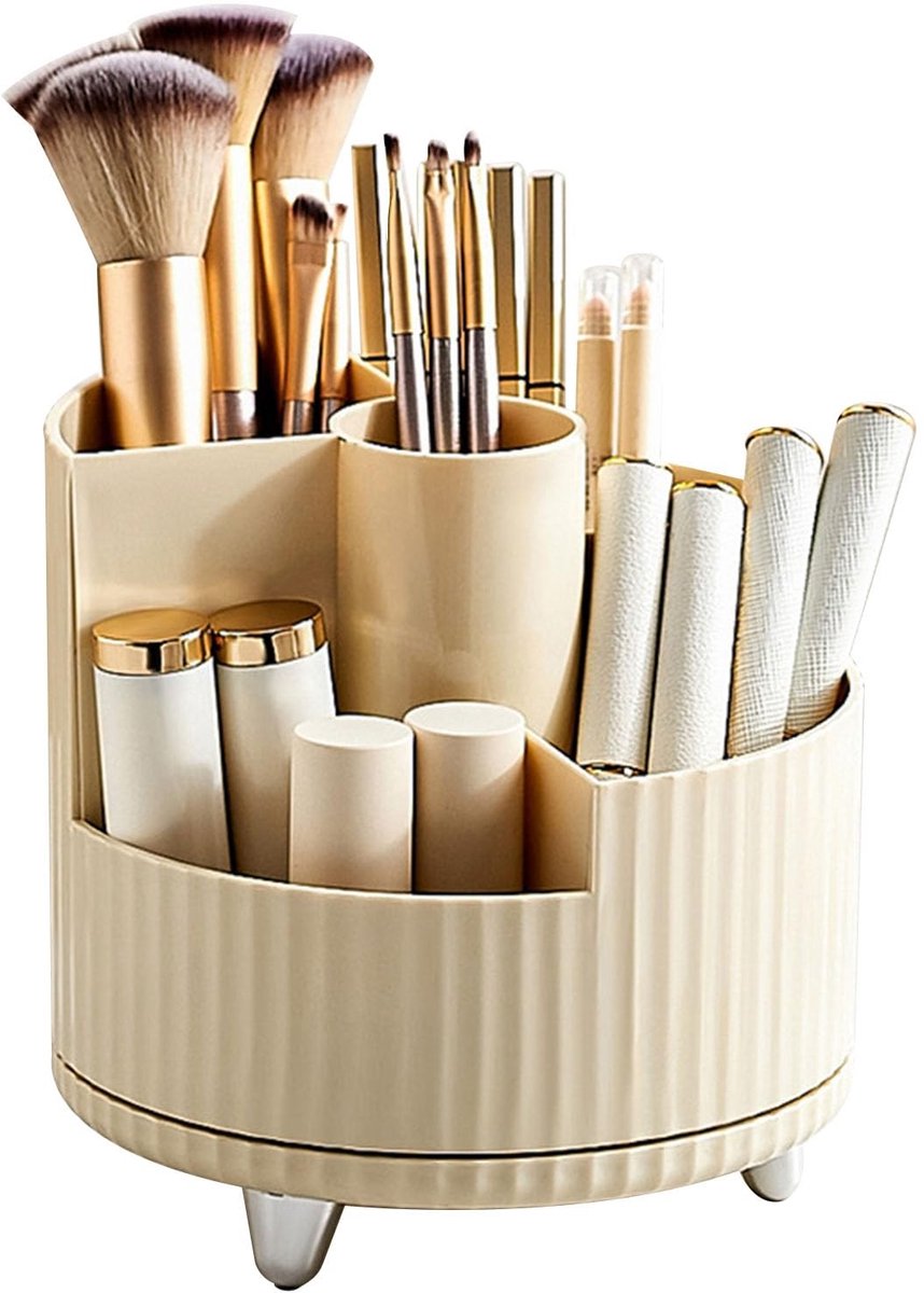aladdien - Make-upborstelhouder - Roterende Organizer voor Cosmetica - 5 Compartimenten - Ideale Opslag voor Make-up - Handig en Ruimtebesparend - G...