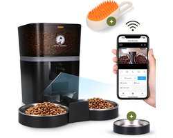 Distributeur Automatique Chat & Chien 4L Standard – Caméra HD – Audio Bidirectionnel – Double & Simple Gamelle Inox – App – Vision Nocturne – Prime AnimalZ – Noir