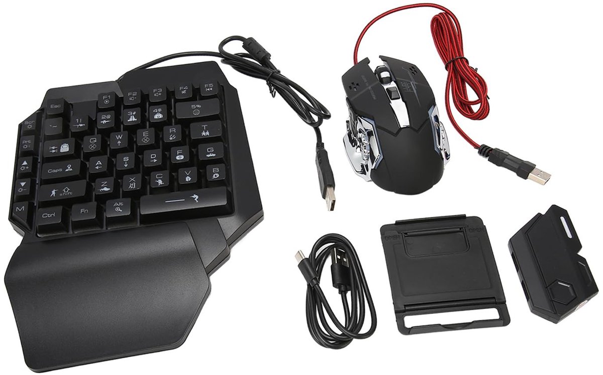 Allecto - Gaming Toetsenbord - Muis Converter Set - Bekabeld - RGB verlichting - Geschikt voor Mobiele Apparaten - Ideaal voor Gamers - Zwart