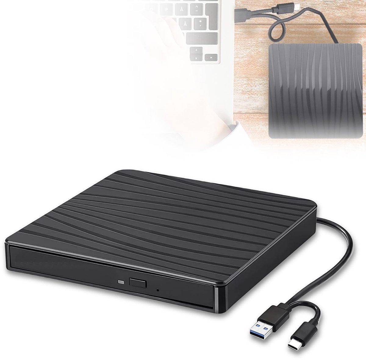 Draagbare Externe DVD Drive met USB 3.0 en Type-C
