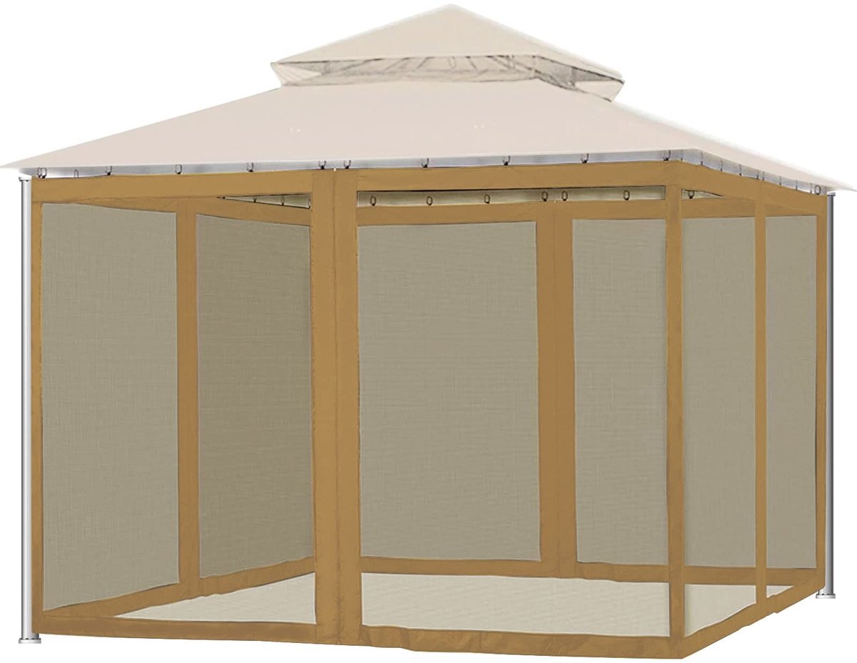 aladdien - Vervangend tuinhuisje - Muggengaas met rits - Privacygordijn voor terras - Bruin - Tuin en achtertuin - Ideaal voor buitengebruik - 300 x..