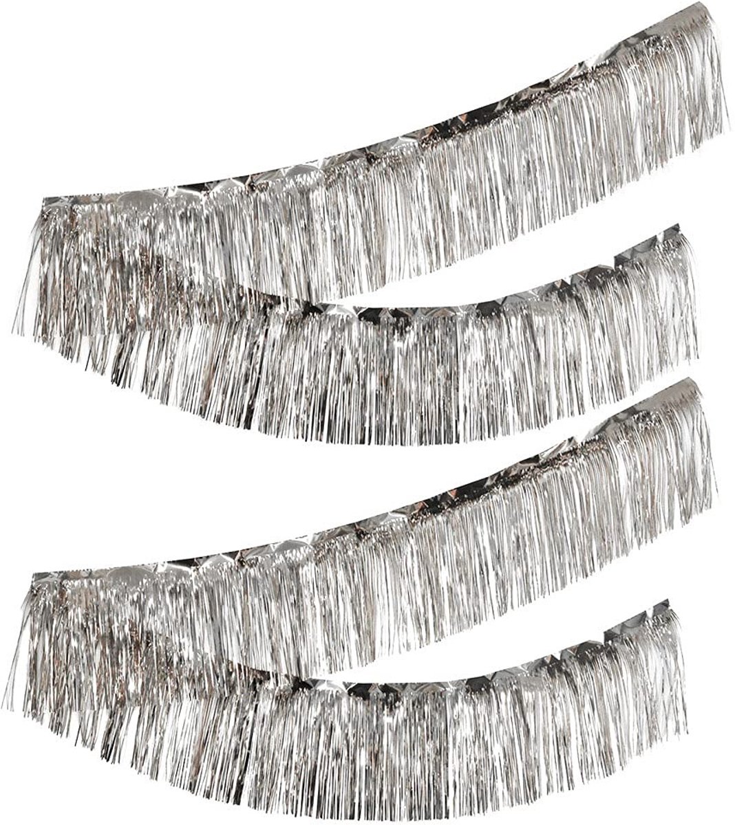Pack van 2 PET Rain Silk Tassel Gordijnen - Feestdecoratie voor Bruiloften en Verjaardagen (Zilver 30cm x 3m)