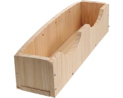 Houten Voederbak Dieren - Hooiruif Konijn - Voer Opslag - Minimaliseert Afval - 41.5 cm Lengte - Khaki