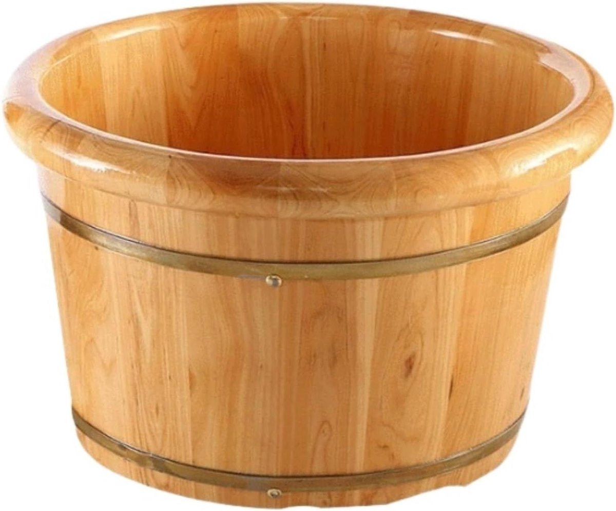 Voet Spa Emmer - Voetbad Kuip - Voeten Ontspannen - Handgemaakt Hout - Hoogte 26cm - Houtkleur