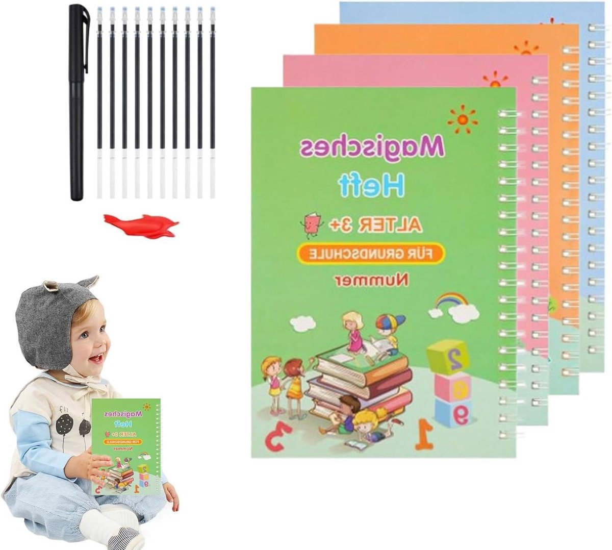 Schrijfoefenboek Kinderen - Herbruikbaar Notitieboek - Leren Schrijven - Gegroefde Paginavorm - 197 cm - Niet gespecificeerd
