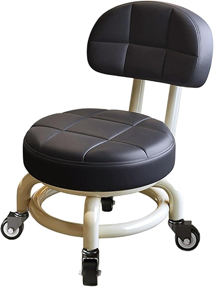 Kinderstoel met wielen - Stevige stoel - Thuisgebruik - Ergonomische rugleuning - Eén maat - Zwart