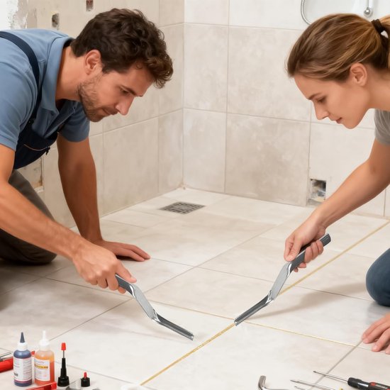 Voegenafdichtingsgereedschap, 3-delige roestvrijstalen baksteenvoegenafdichter, nauwkeurige voegspatelset, voor badkamer, keuken, toilet, douche, balkon — afbeelding 5