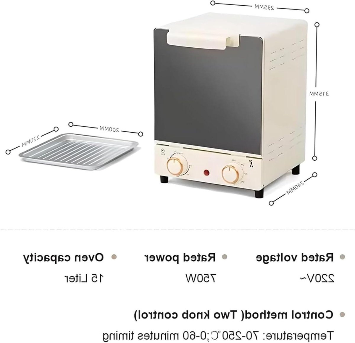 Mini Oven - Elektrische Bakoven - Thuis Bakken - Multi-Layer Bakrek - 20x15x30 cm - Wit