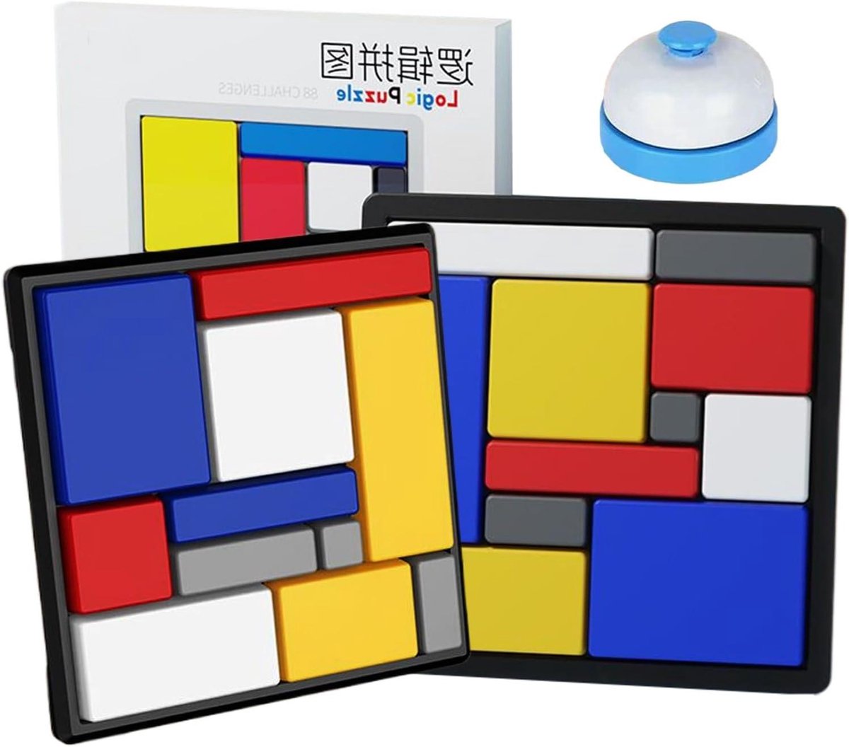 Denkspellen Puzzels - Logisch Educatief - Mentale Uitdaging - Draagbaar Ontwerp - 14 x 14 cm - Blauw