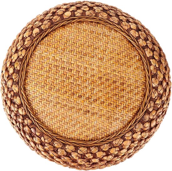 Rond Vloerkussen - Japans Tatami - Ontspannen Zitten - Handgeweven Natuurlijk - 40x40x17cm - Koffie — afbeelding 3