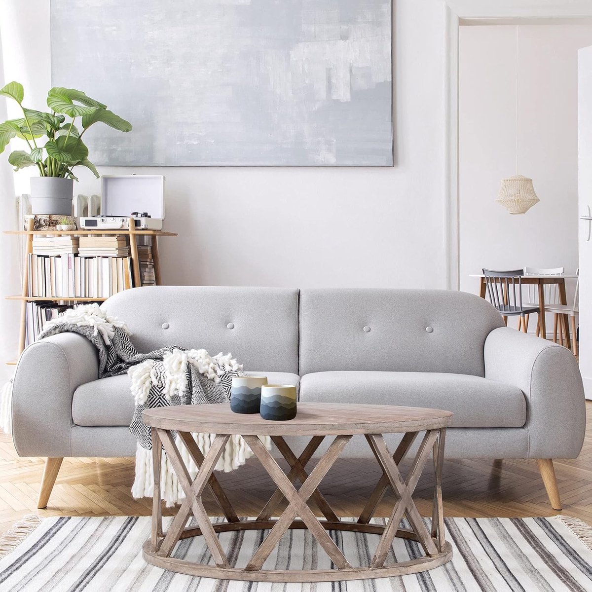 Salontafel Rond Mangohout Ø100 x 45 cm – Handgemaakte Vintage Design Koffietafel – Massief Houten Woonkamer Tafel Uniek FSC Gecertificeerd – Faisal