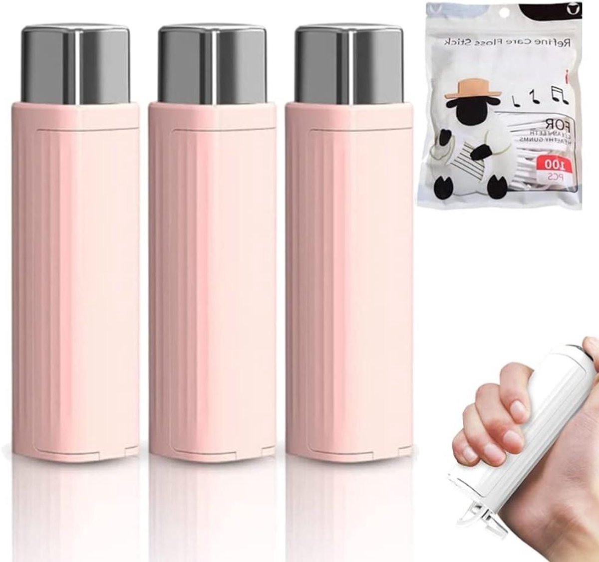 Draagbare Flosdispenser - Tandzijdehouder - Hygiënisch Reinigen - Automatische Uitwerping - 100 Stuks - Wit