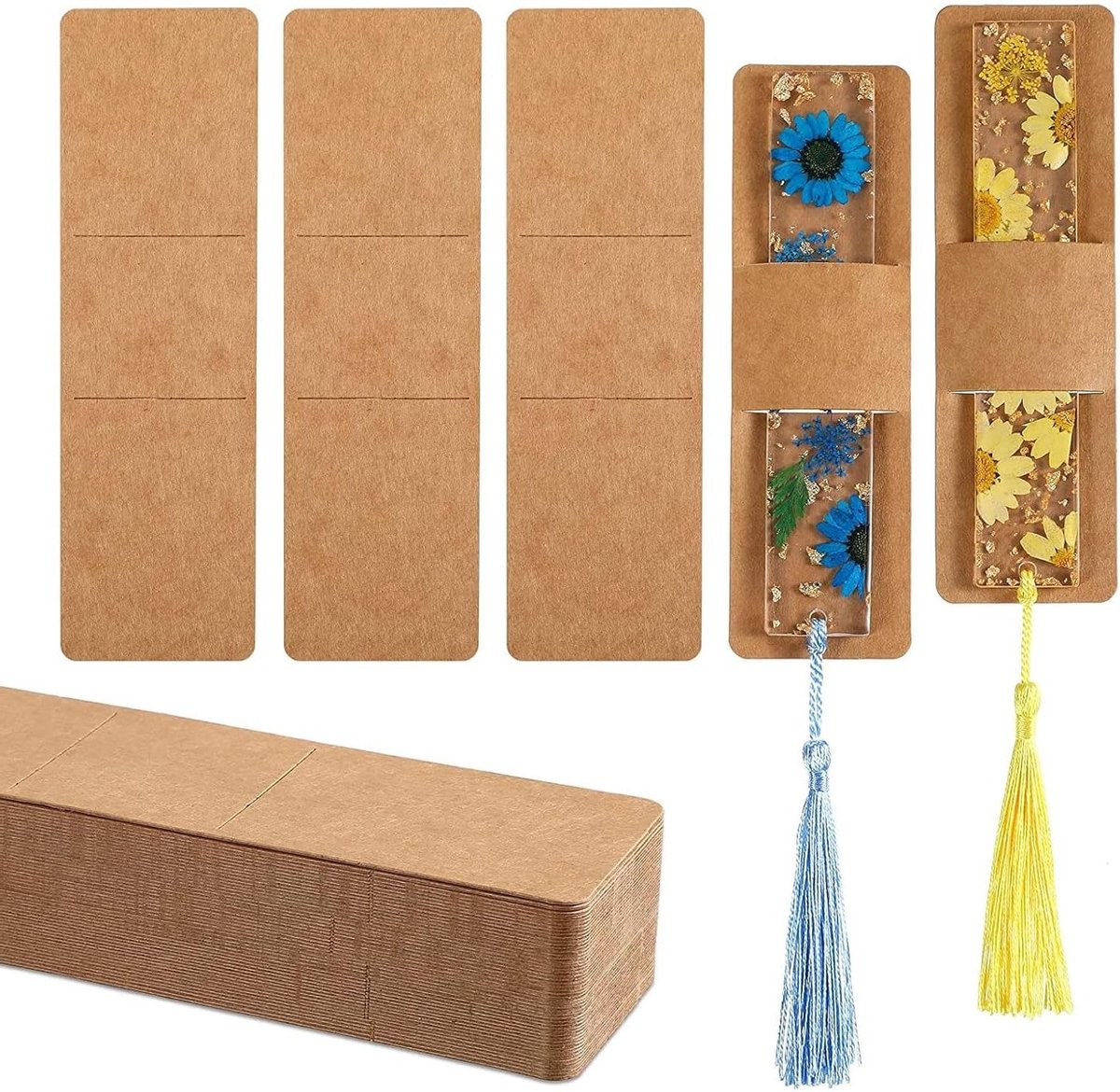 Kraft Boekenleggers - 50 Stuks Bruine Bookmark Holders, Beschermers voor Boeken en Cadeaus, Perfect voor Verpakking